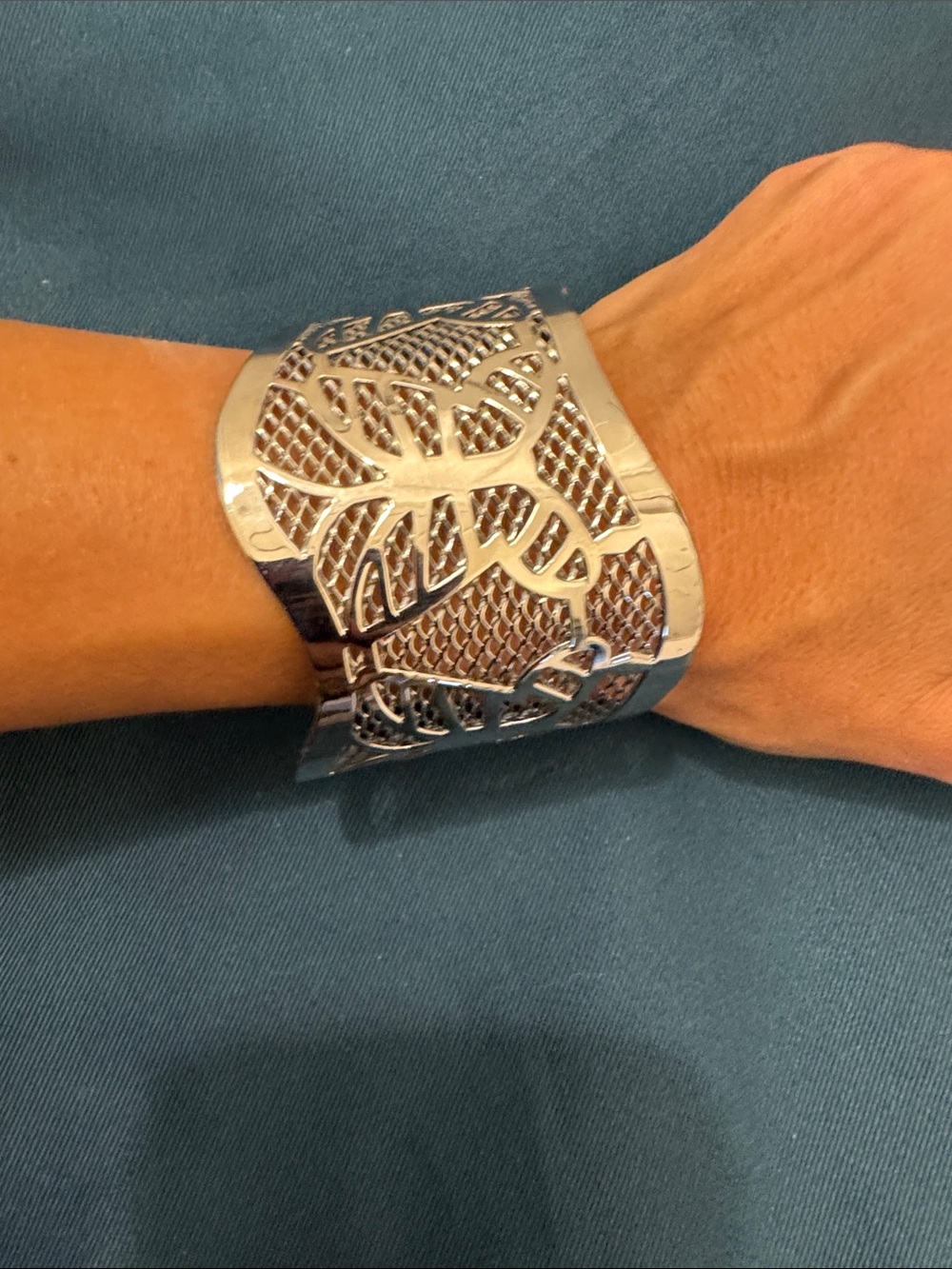 Silver Cutout Butterfly Cuff Bracelet